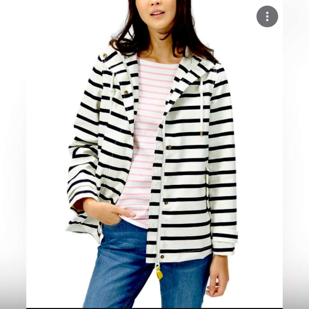 Joules Coastal Striped Black and White Waterproof Jacket